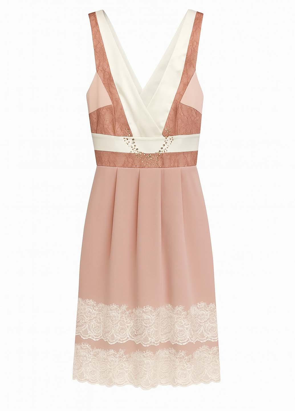 Бледно-розовое кэжуал платье клеш Sassofono колор блок