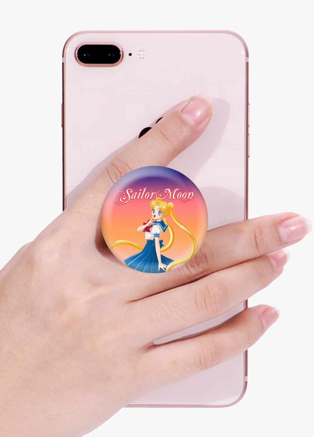 Попсокет (Popsockets) тримач для смартфону Сейлор Мун (Sailor Moon) (8754-2928) Чорний MobiPrint (229014753)