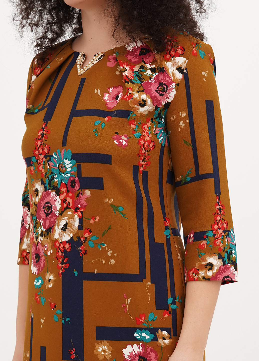 Гірчична кежуал сукня футляр Imperial з абстрактним візерунком