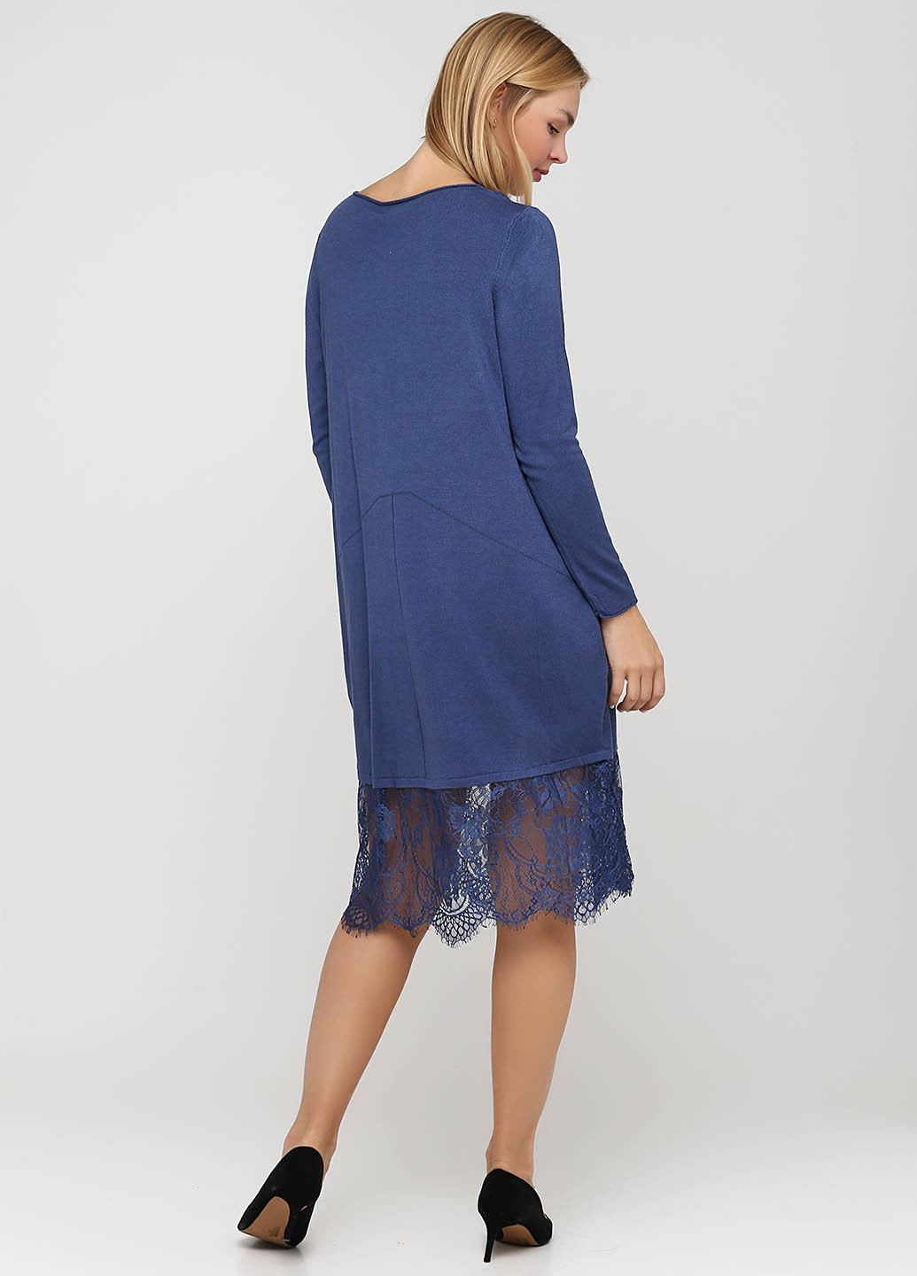 Темно-синее кэжуал платье платье-свитер Made in Italy меланжевое