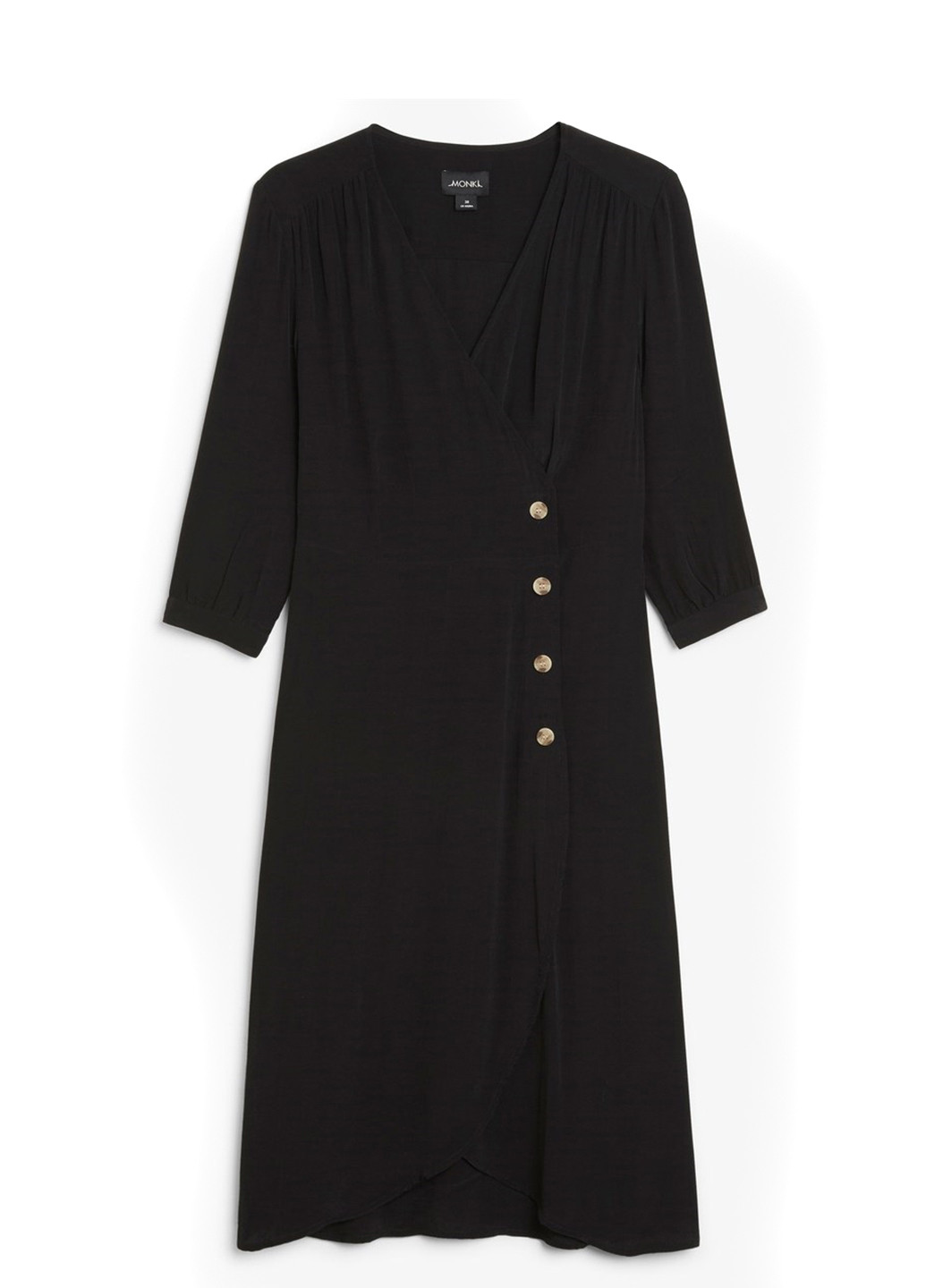 Черное кэжуал платье на запах Monki однотонное