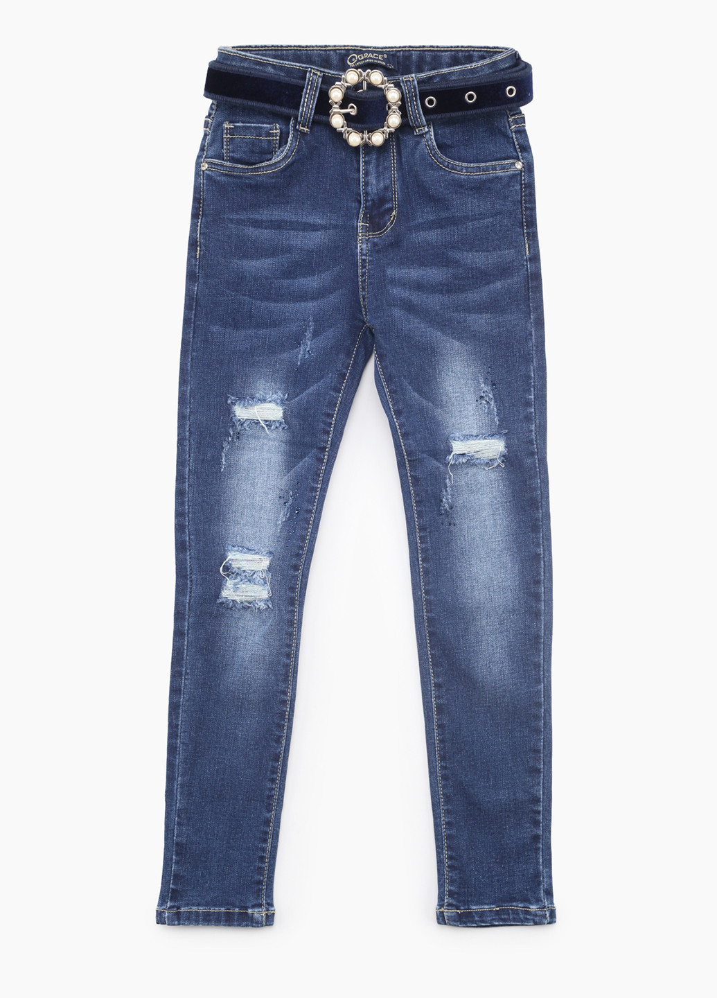 Синие демисезонные зауженные джинсы Grace
