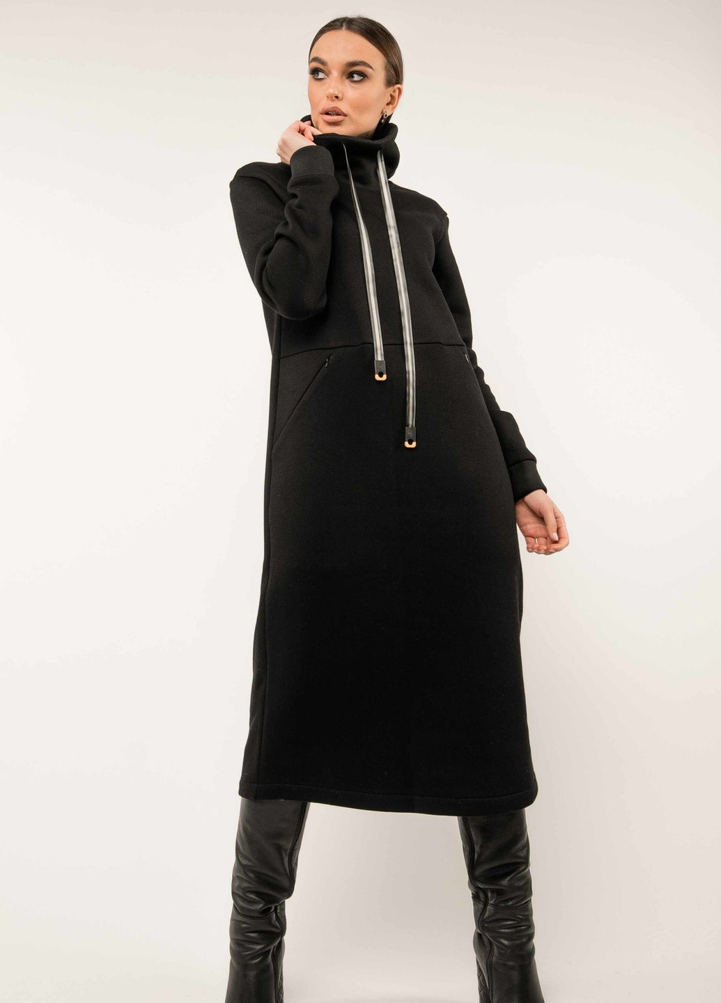 Черное кэжуал платье катарина пл 3320 черный Ри Мари однотонное