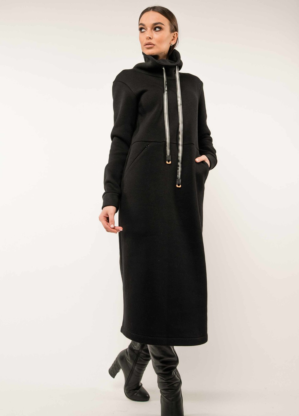 Черное кэжуал платье катарина пл 3320 черный Ри Мари однотонное