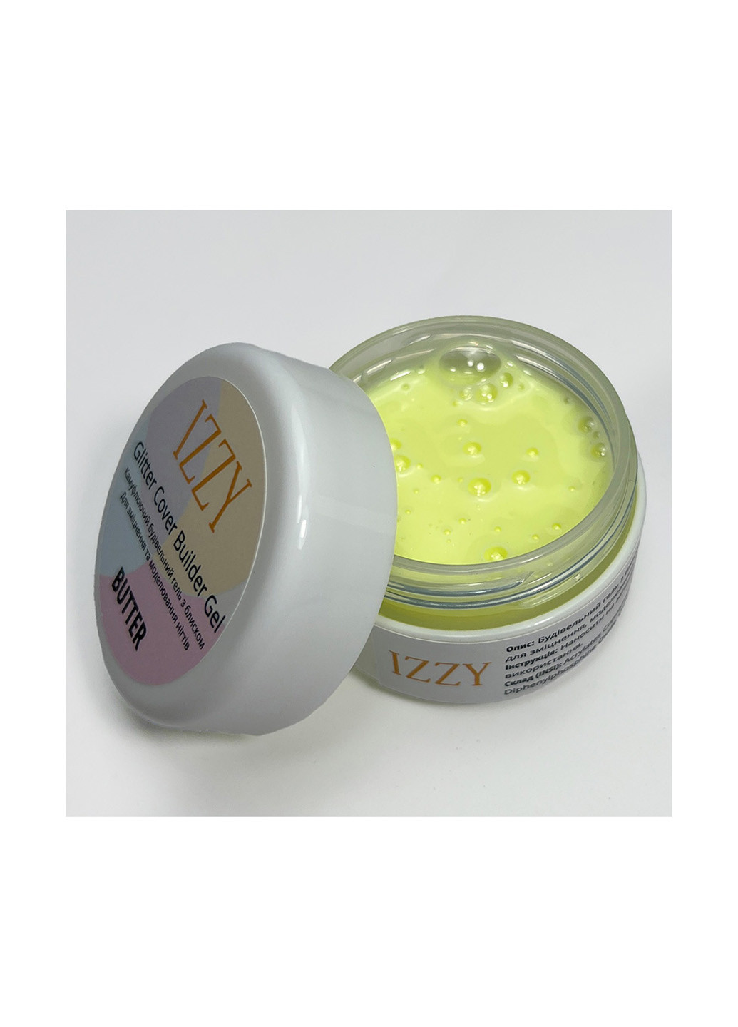 Гель для наращивания ногтей с хлопьями юкки Butter Glitter Cover Gel, 20 г Izzy (363030622)