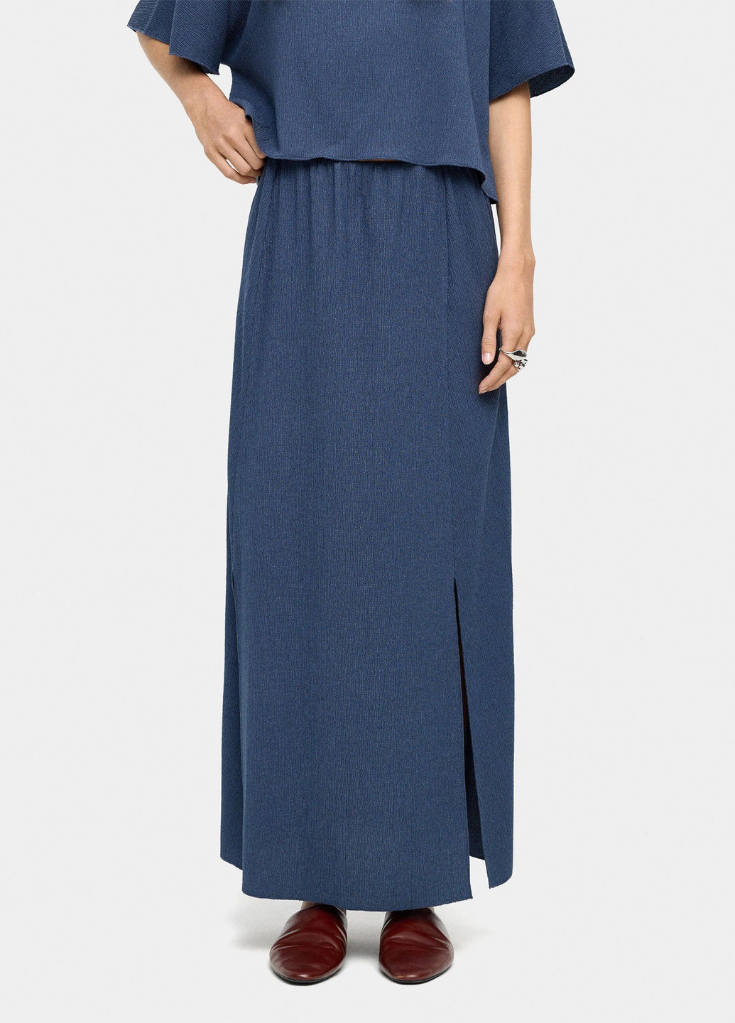 Серо-синяя кэжуал однотонная юбка Parfois клешированная