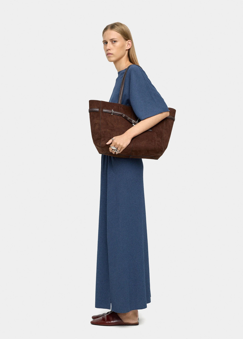 Серо-синяя кэжуал однотонная юбка Parfois клешированная