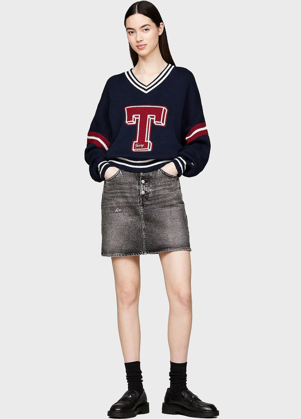 Серая кэжуал однотонная юбка Tommy Jeans