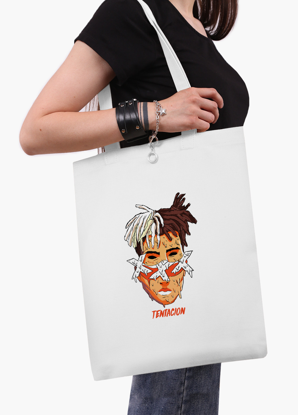 Еко сумка шоппер біла Екс-екс-екс Тентасьон (XXXTentacion) (9227-2636-WT-2) екосумка шопер 41*35 см MobiPrint (219151144)