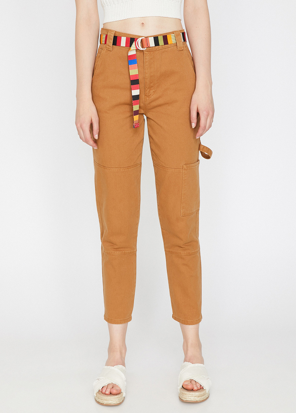 Светло-коричневые джинсовые демисезонные карго брюки KOTON