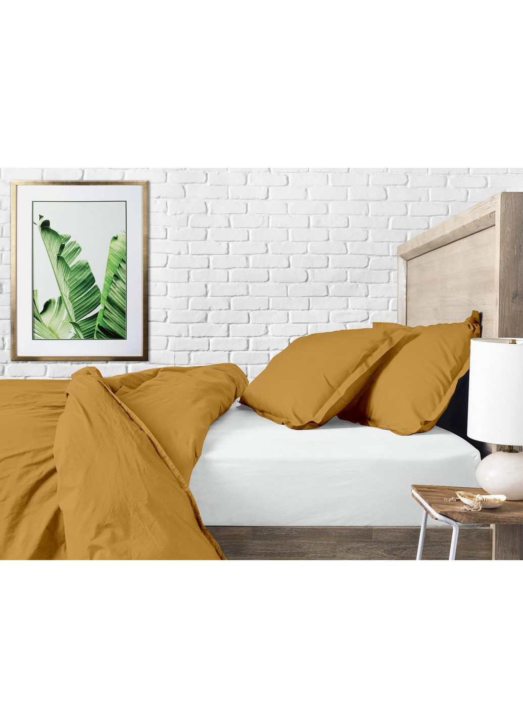 Комплект полуторної постільної білизни RANFORS MUSTARD SNOWFLAKES GREY White (2 наволочки 50х70 у подарунок) Cosas (251281565)