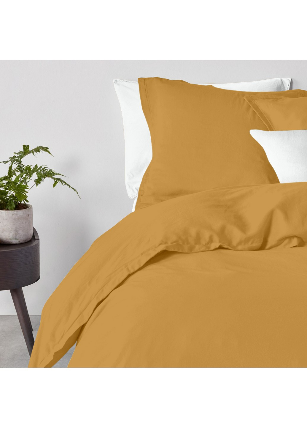 Комплект полуторної постільної білизни RANFORS MUSTARD SNOWFLAKES GREY White (2 наволочки 50х70 у подарунок) Cosas (251281565)