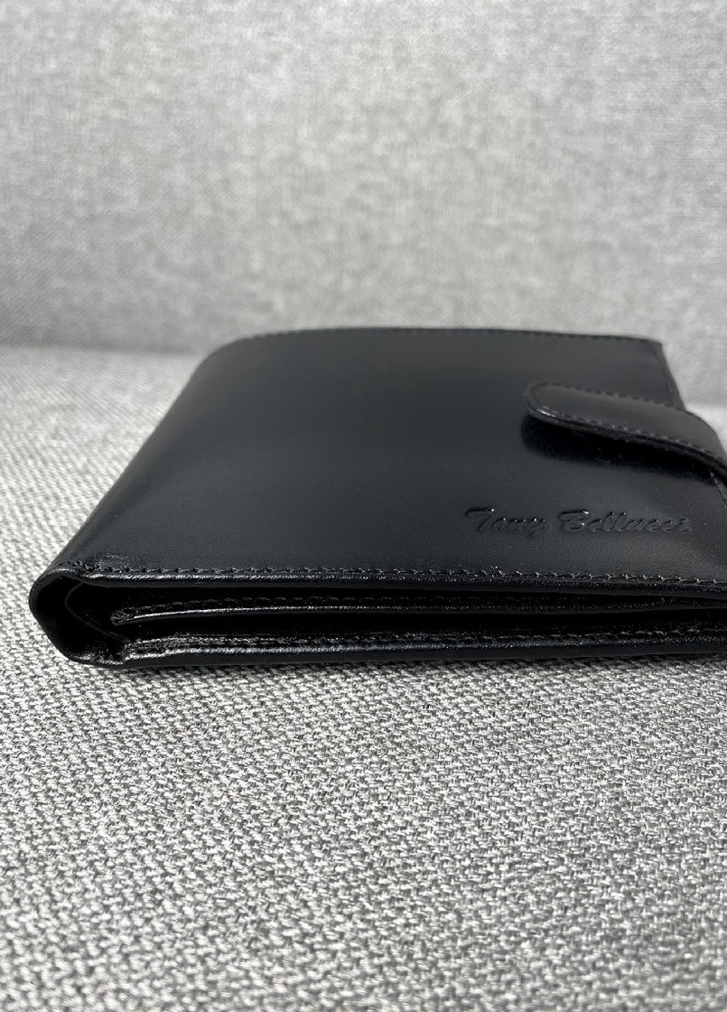 Чоловічий подарунковий набір чорний шкіряний гаманець і ремінь Tony Bellucci однотонні чорні