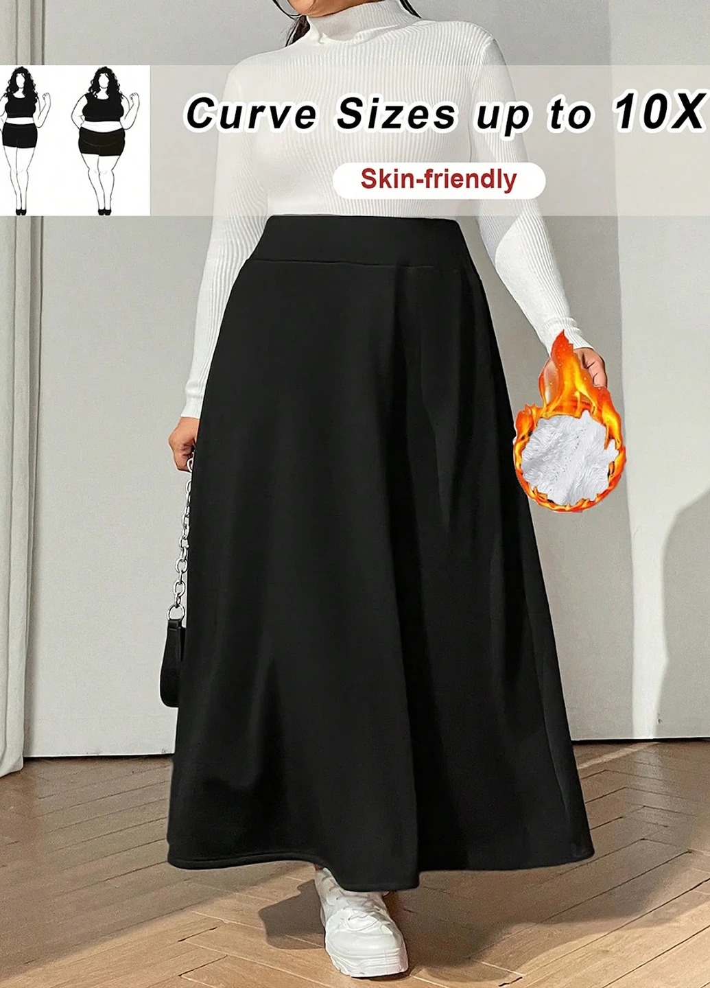 Черная кэжуал однотонная юбка SHEIN а-силуэта (трапеция)
