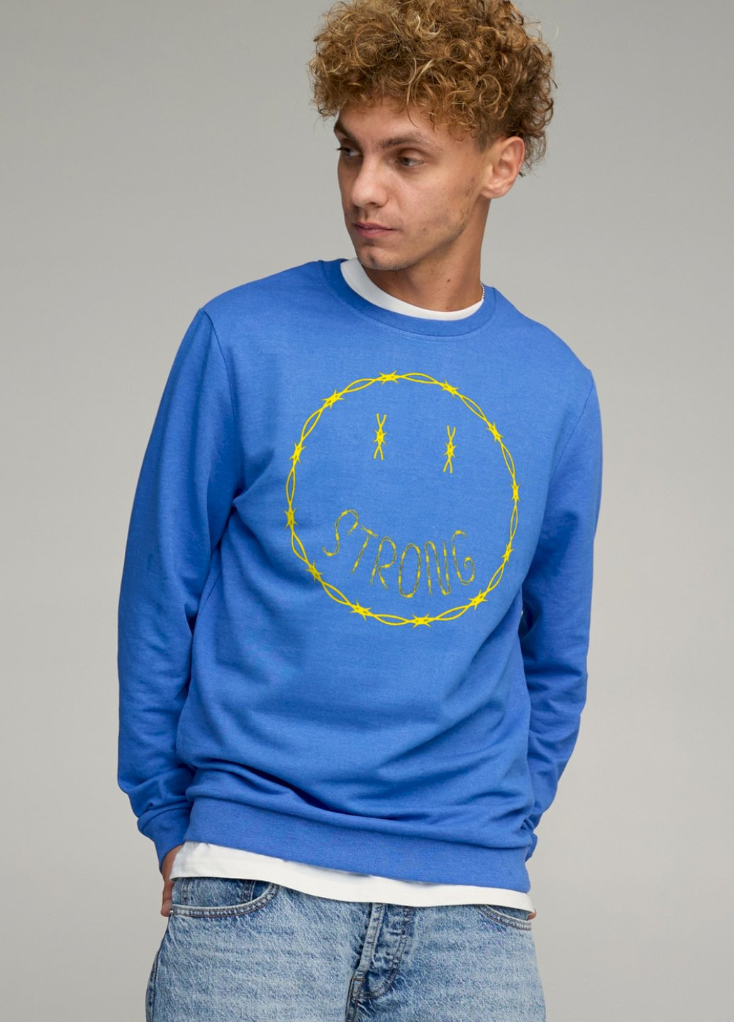 Блакитний світшот чоловічий basic /no flis/ YAPPI (252386455)