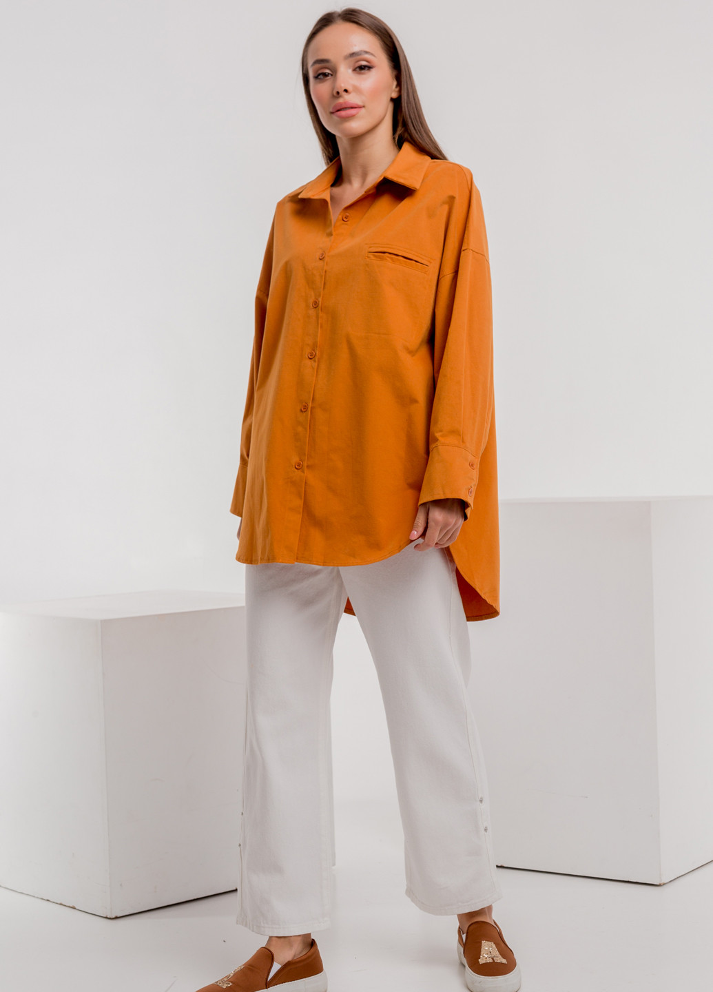 Оранжевая кэжуал рубашка однотонная Icon