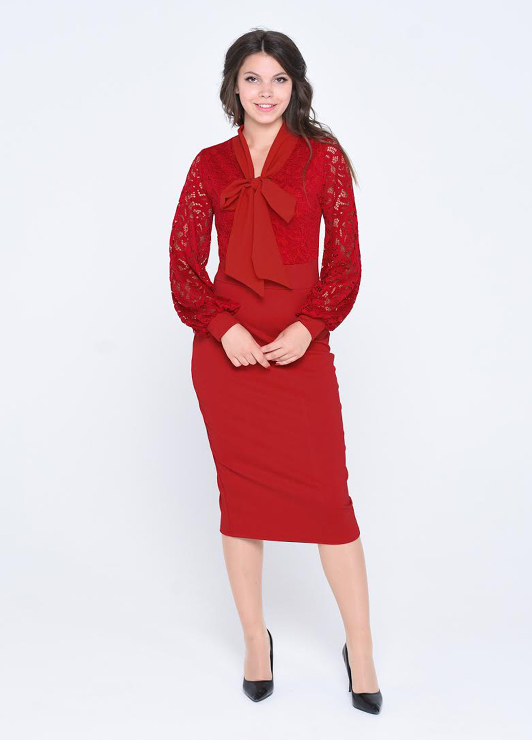 Красное кэжуал платье футляр Alpama однотонное