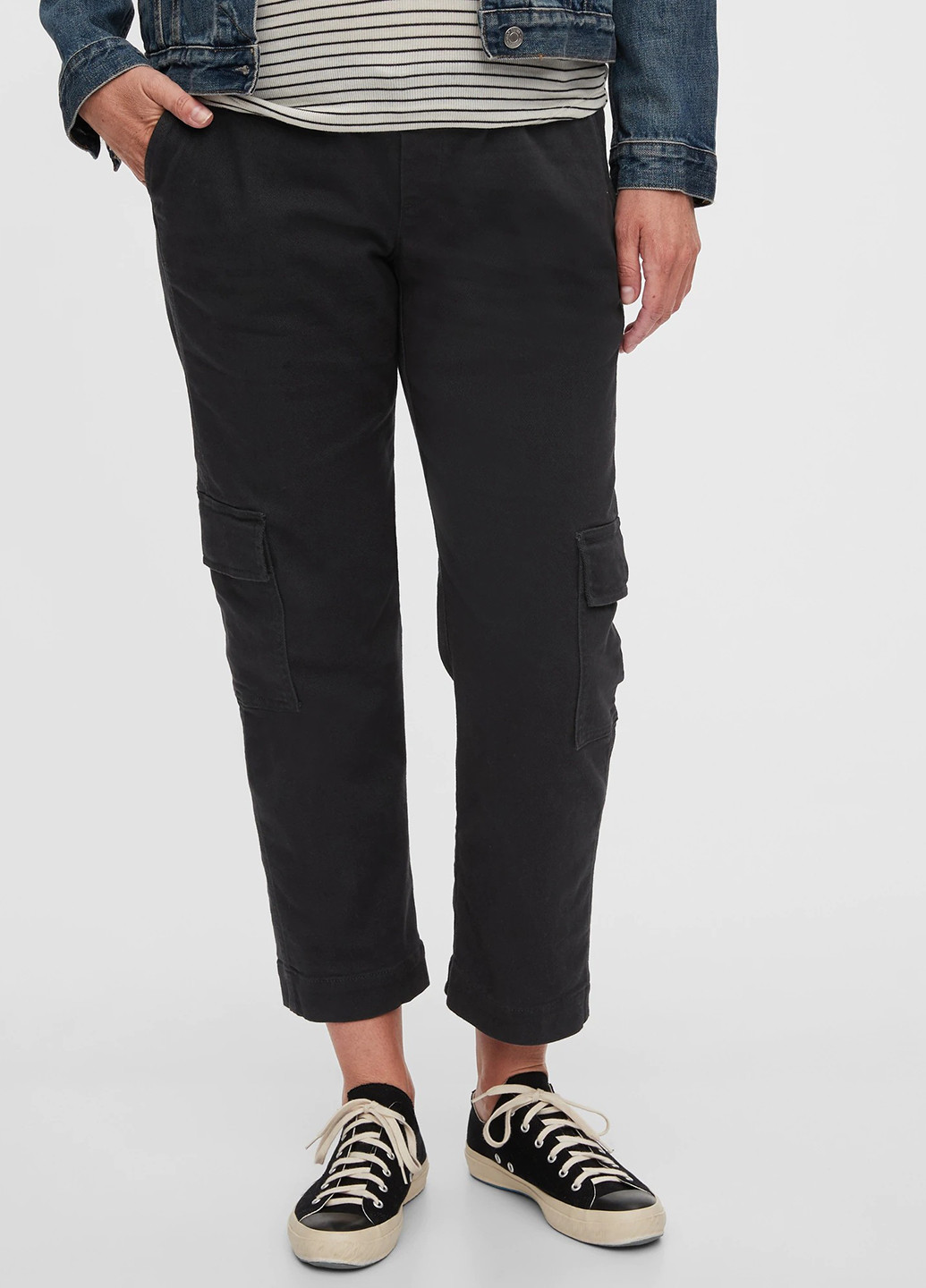 Черные кэжуал демисезонные карго, прямые брюки Gap