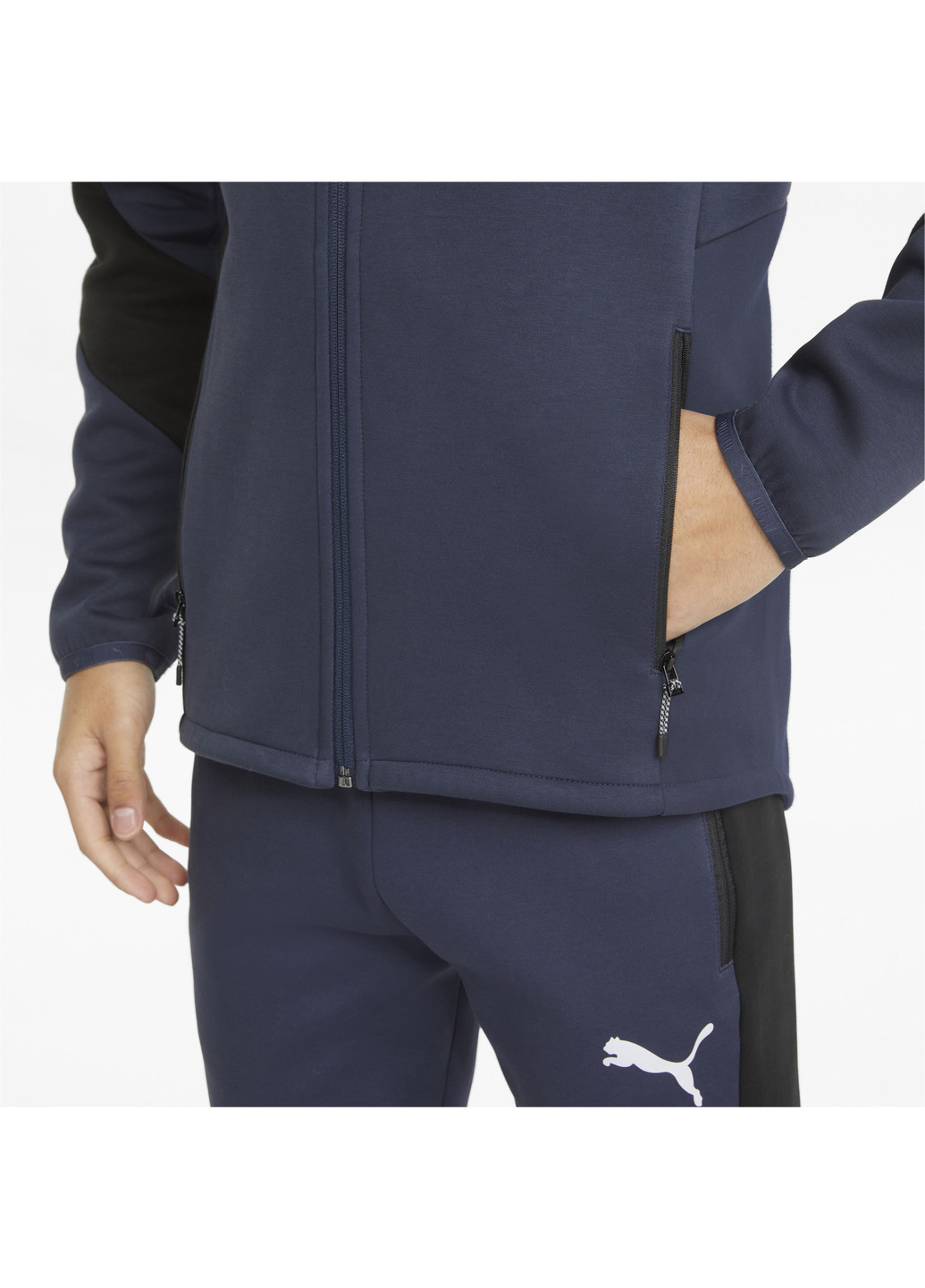 Синя демісезонна толстовка evostripe full-zip men's hoodie Puma