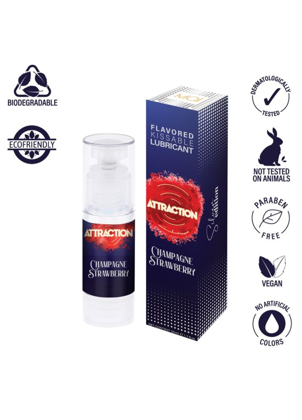 Смазка для орального секса на водной основе Attraction Champagne Strawberry (50 мл) MAI (254785185)