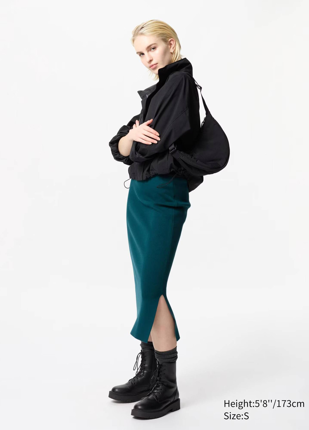 Бирюзовая кэжуал однотонная юбка Uniqlo карандаш