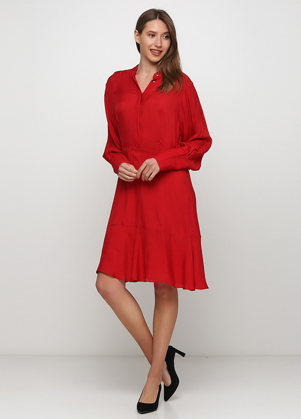 Червона кежуал плаття, сукня сорочка Care Label однотонна