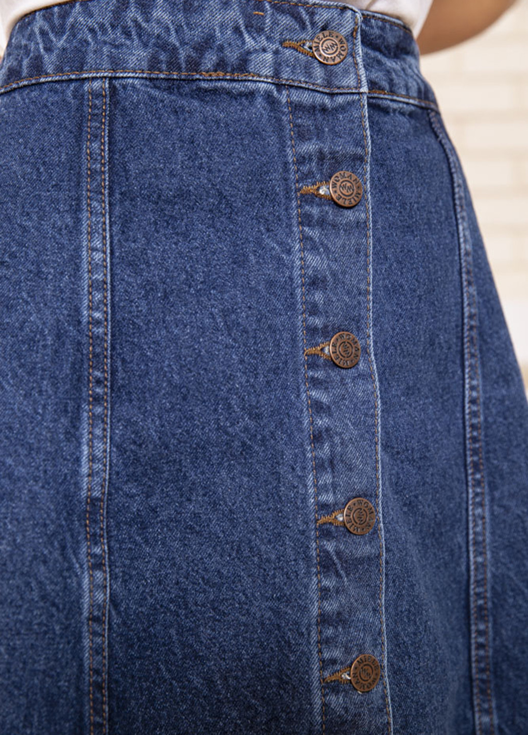 Синяя джинсовая однотонная юбка Ager а-силуэта (трапеция)