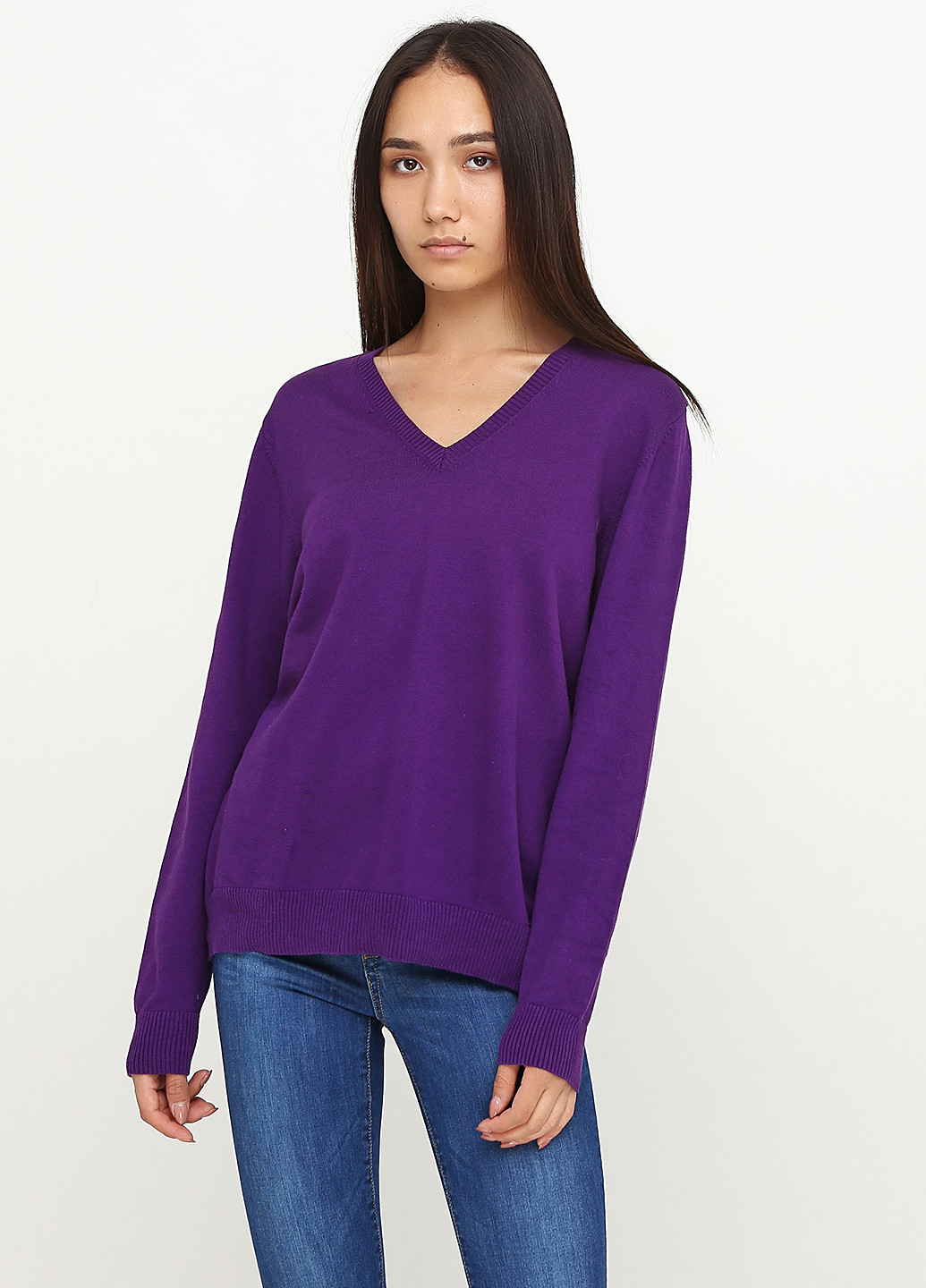 Темно-фиолетовый демисезонный пуловер пуловер Lands' End