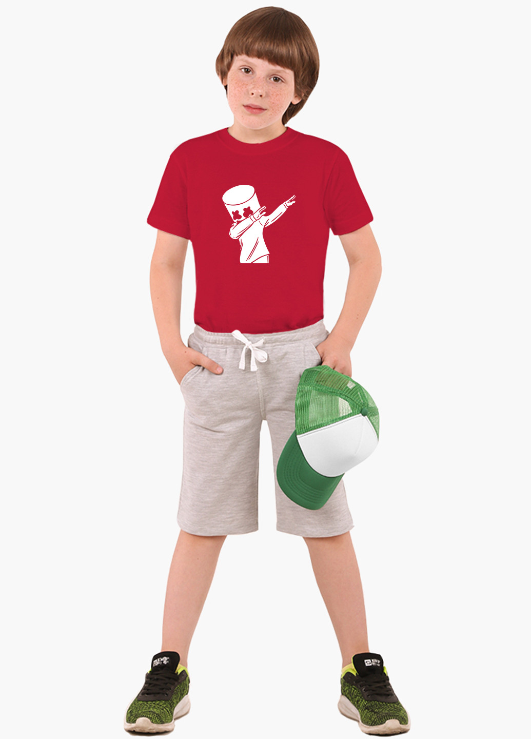 Красная демисезонная футболка детская маршмелло фортнайт (marshmello fortnite)(9224-1330) MobiPrint