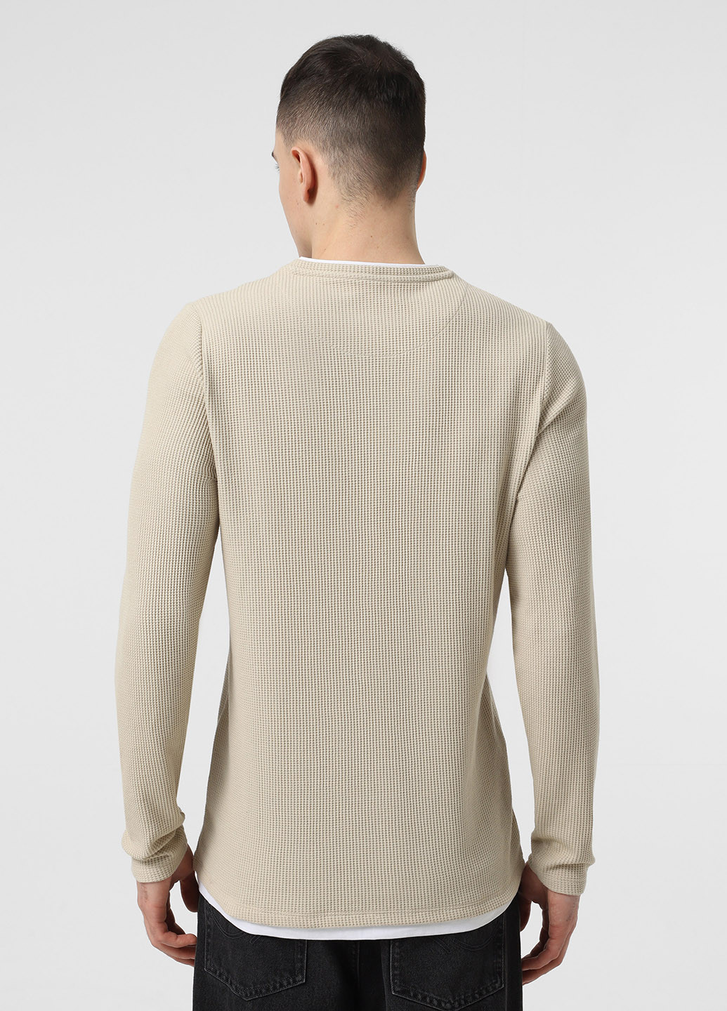 Лонгслів Piazza Italia однотонний бежевий кежуали бавовна