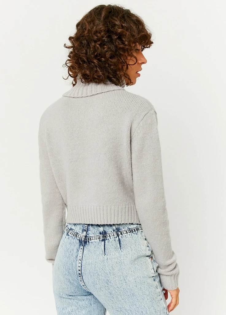 Серый демисезонный джемпер Tally Weijl Fashion Pullovers - TURTLE NECK TEXT PULLOVER
