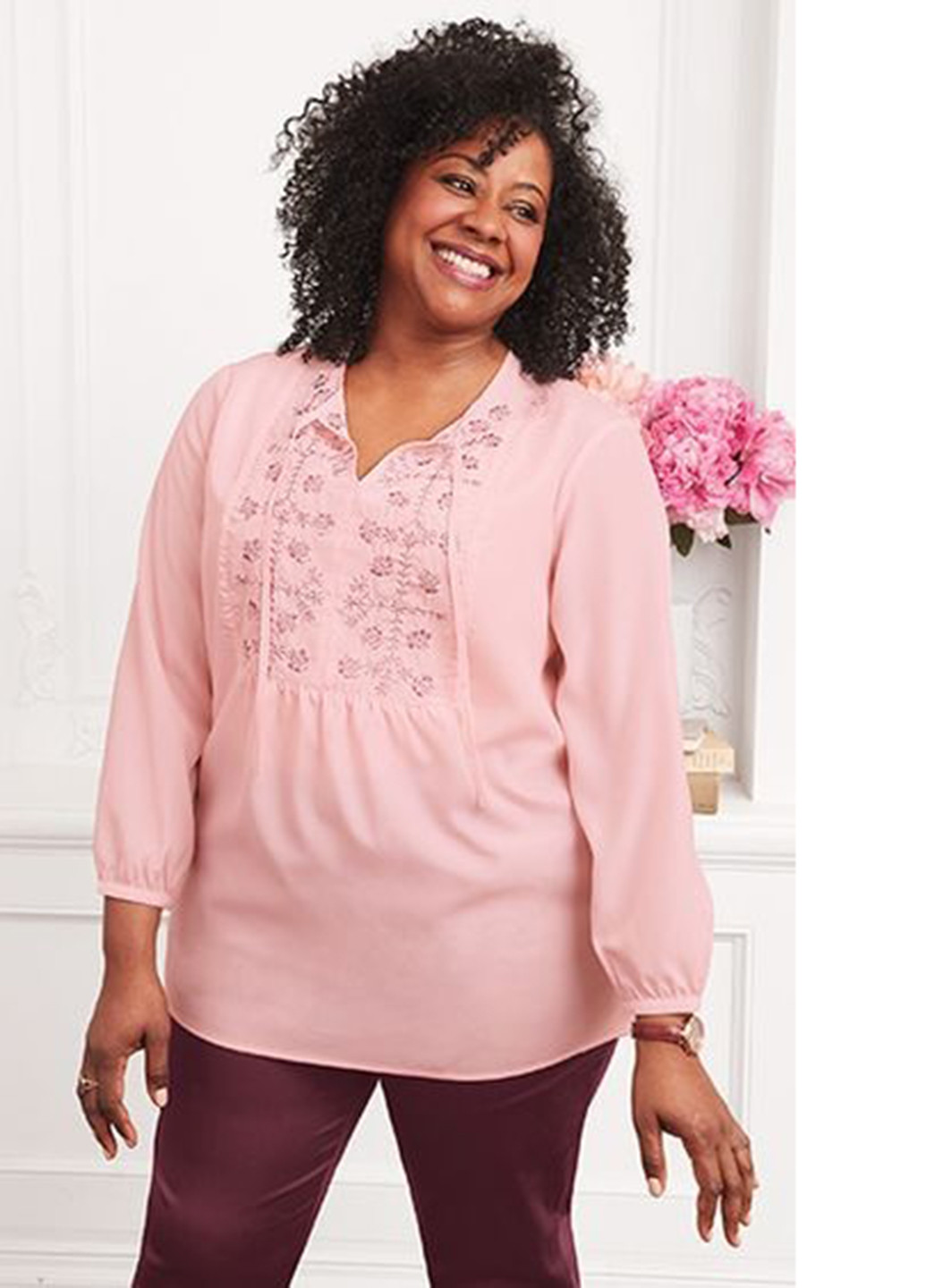 Светло-розовая летняя блуза Signature Collection