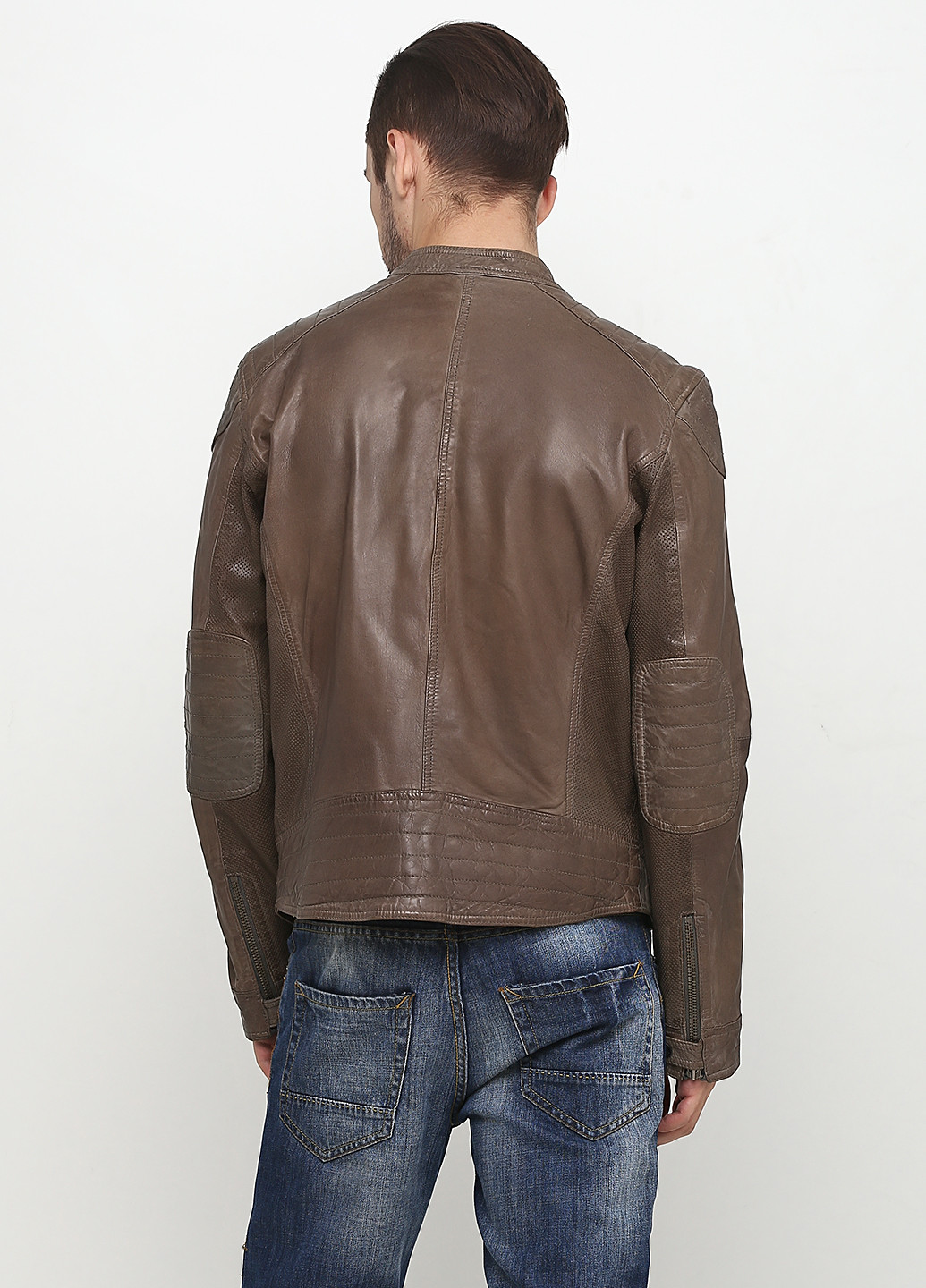 Світло-коричнева демісезонна куртка шкіряна Baldessarini