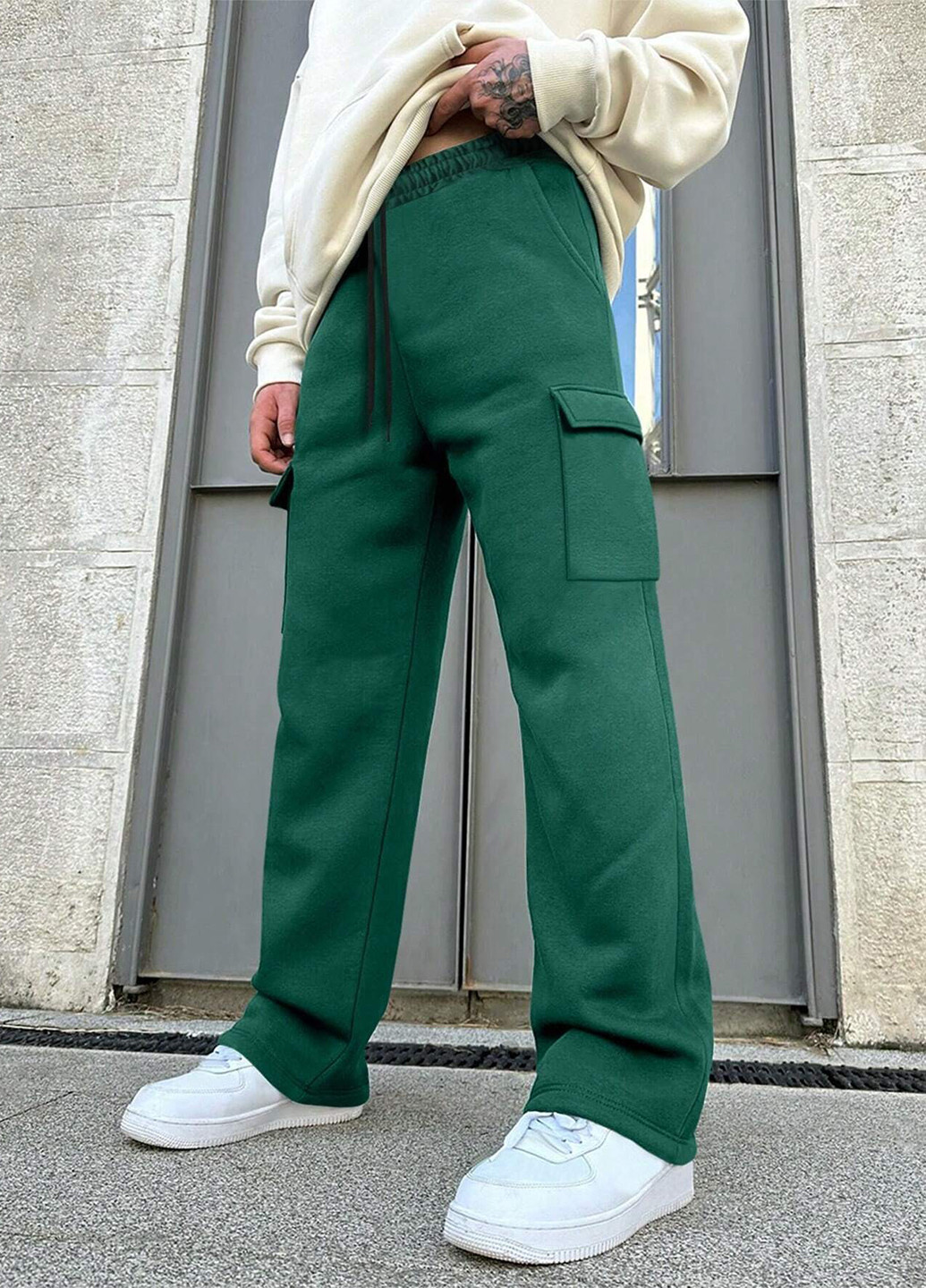 Зеленые спортивные, кэжуал демисезонные карго брюки Manfinity