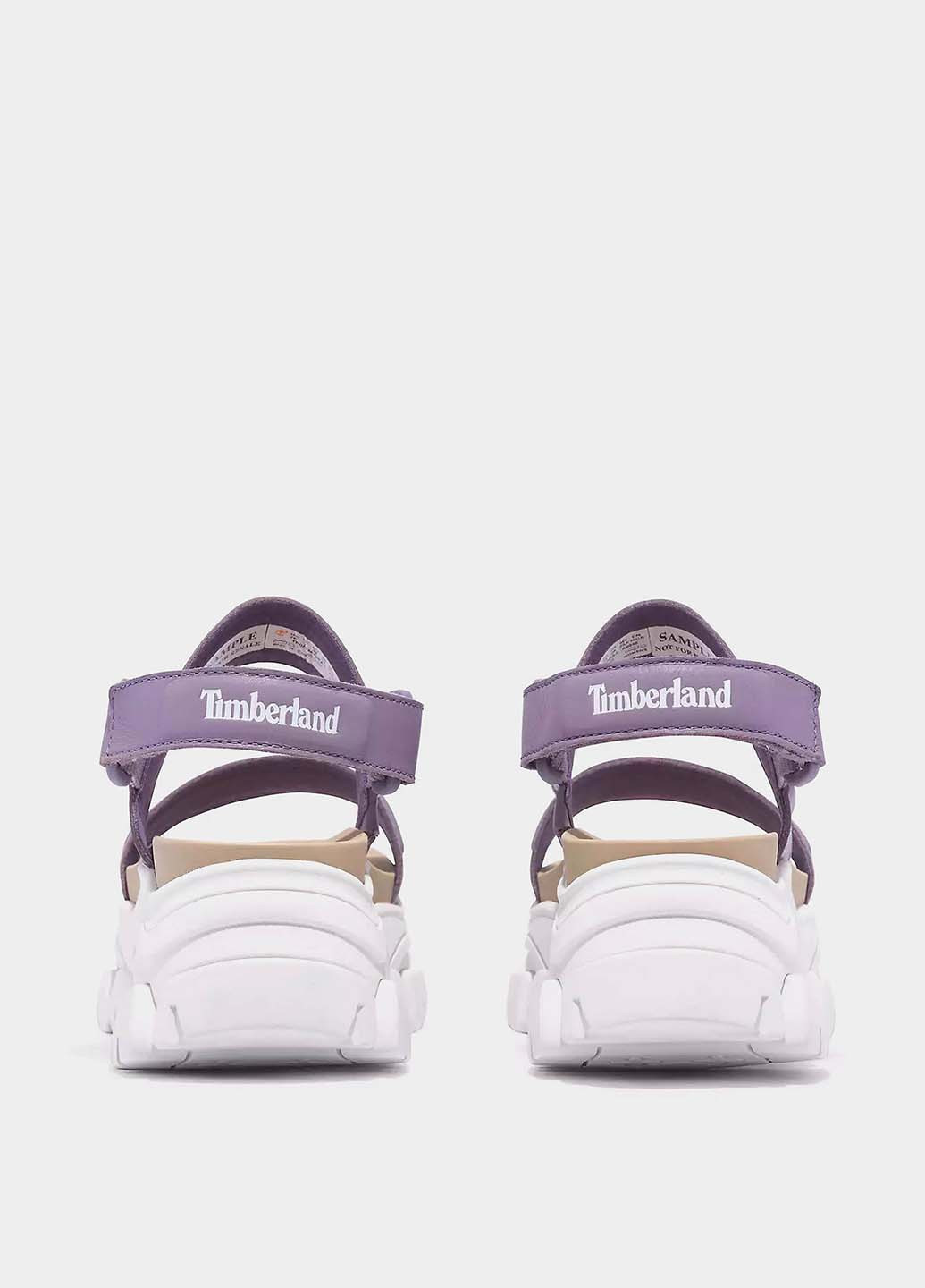 Фиолетовые босоножки Timberland на липучке с белой подошвой, на тракторной подошве