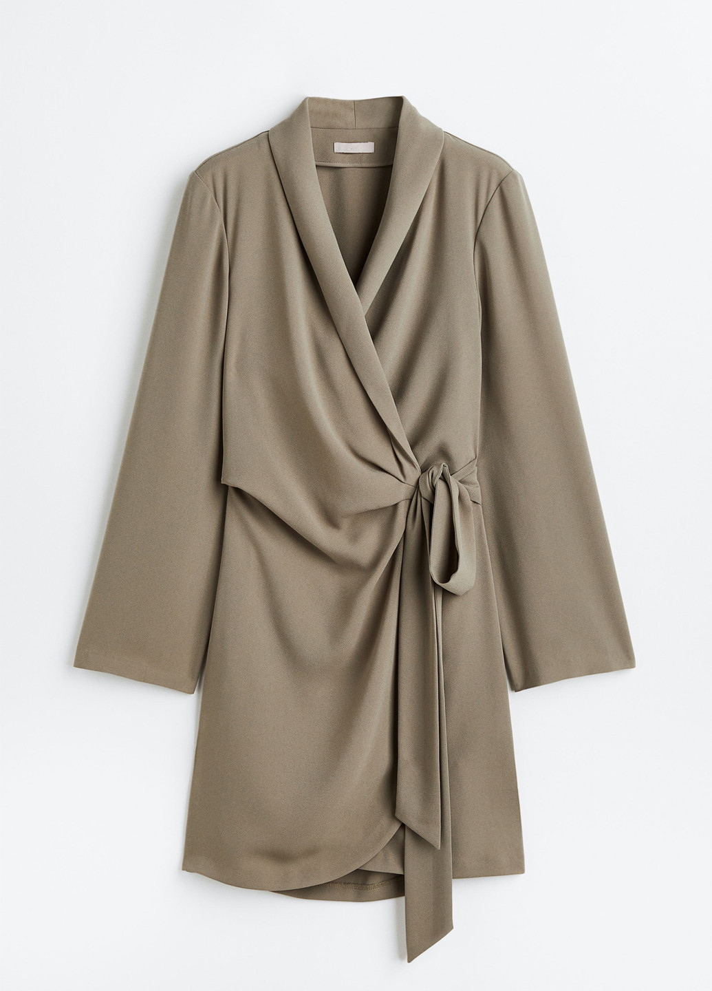 Оливковое (хаки) кэжуал платье на запах H&M однотонное