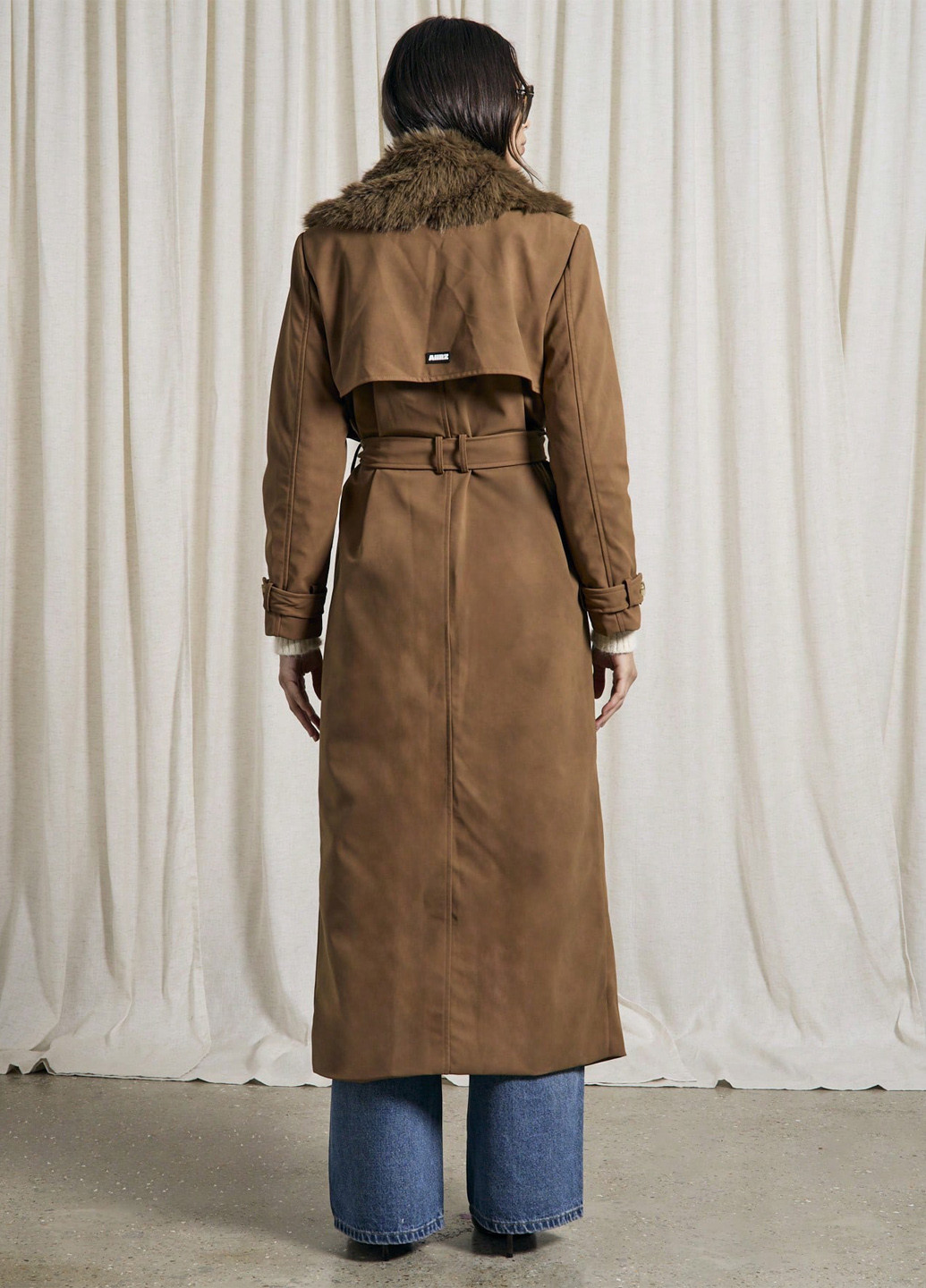 Коричневе демісезонне Пальто двобортне SHEIN