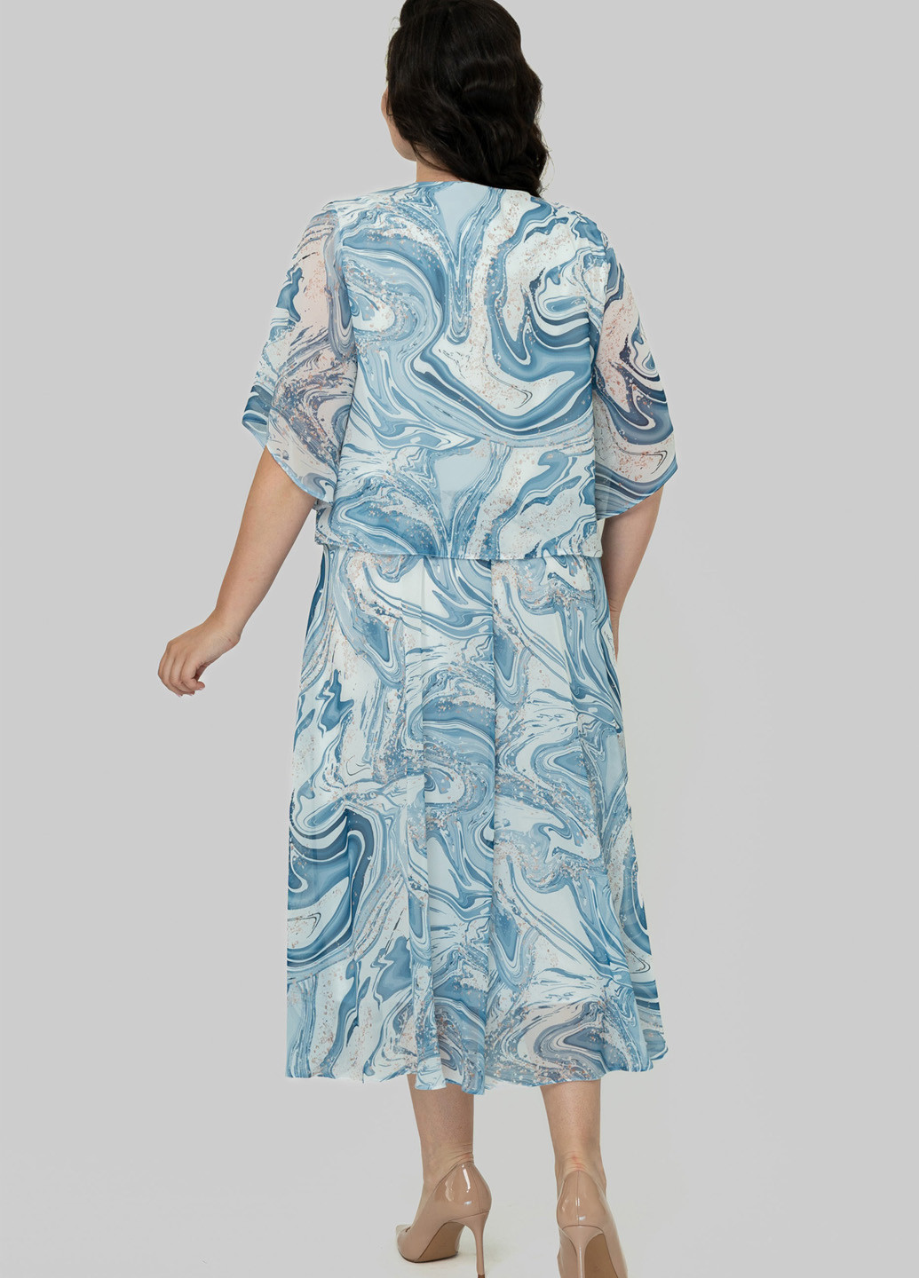 Комбинированное кэжуал платье клеш A'll Posa с абстрактным узором