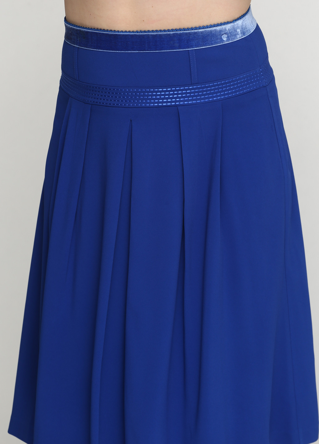Синяя офисная однотонная юбка Sassofono