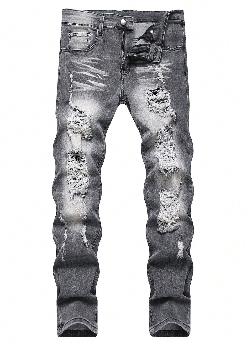 Серые демисезонные скинни джинсы SHEIN