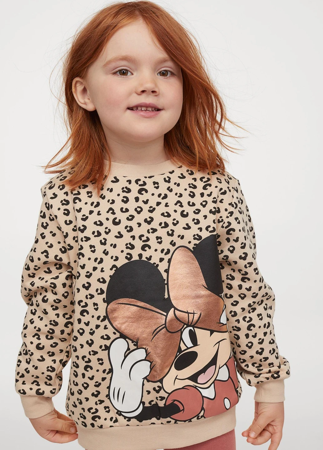 H&M світшот фліс,бежевий в візерунки з принтом, бежевый