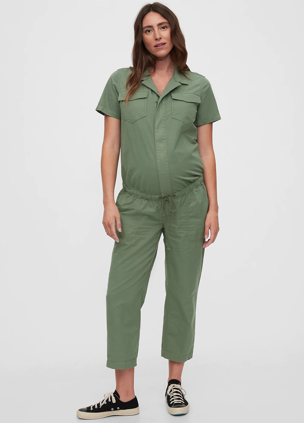 Комбінезон для вагітних Gap комбінезон-брюки однотонний зелений кежуал бавовна