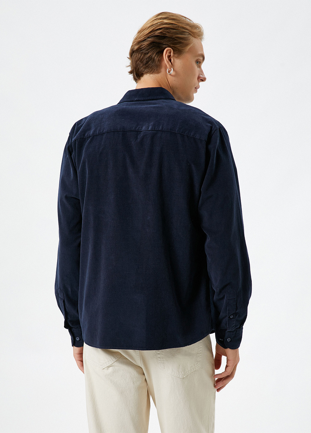 Темно-синяя кэжуал рубашка однотонная KOTON