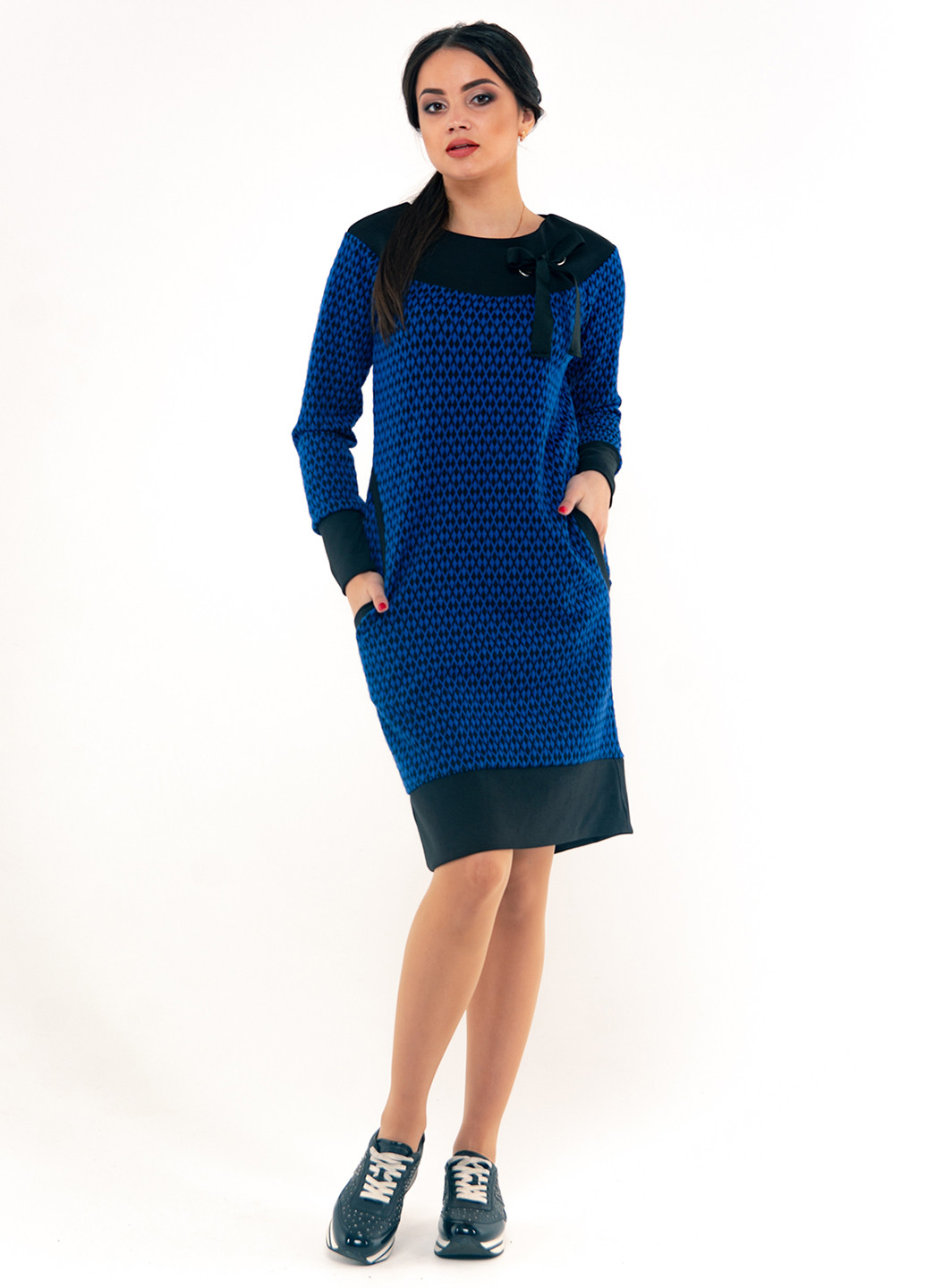 Темно-синее кэжуал платье Alpama с геометрическим узором