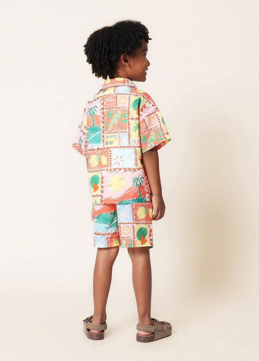 Комбінований літній костюм (сорочка, шорти) з шортами SHEIN