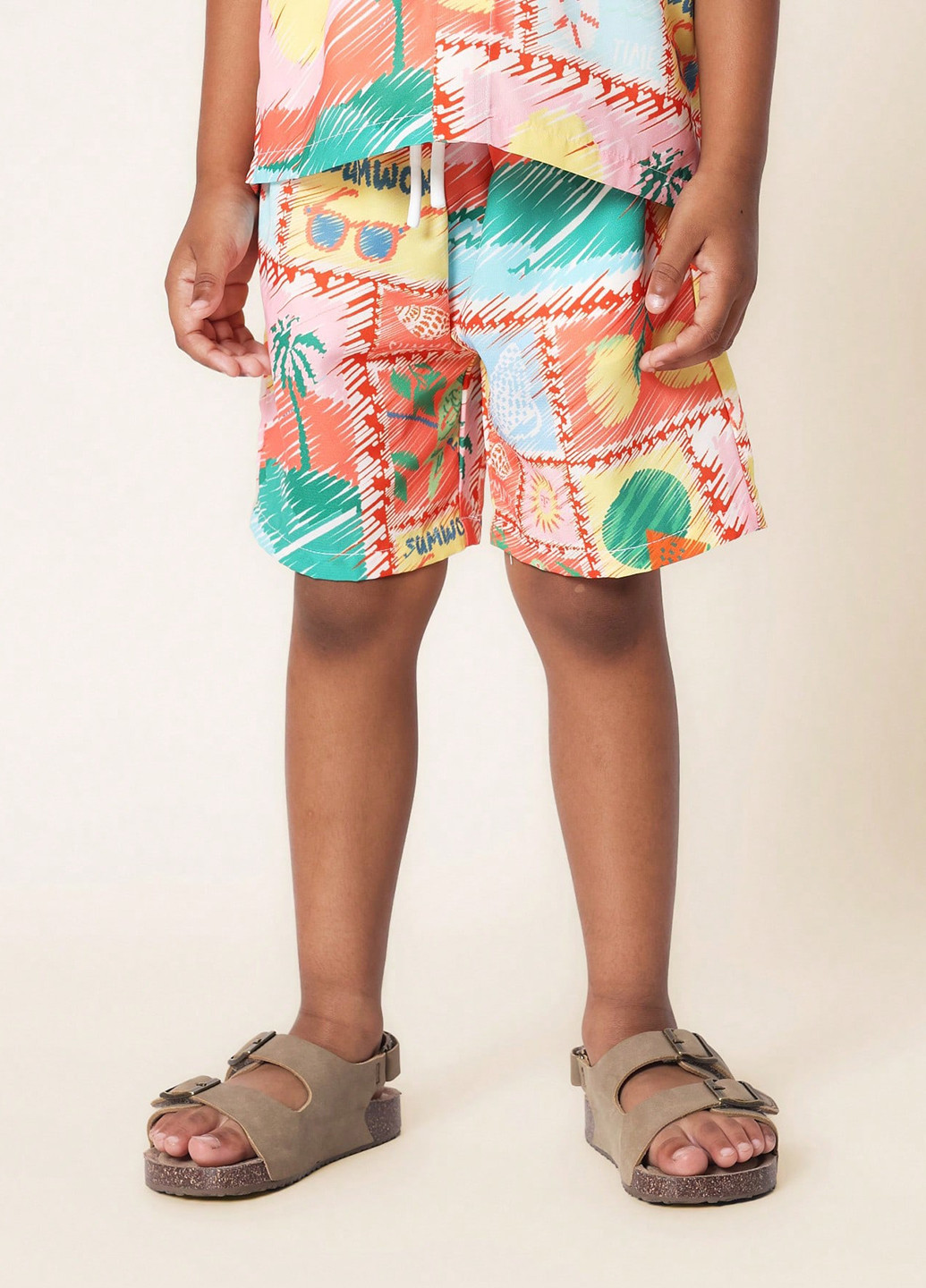 Комбінований літній костюм (сорочка, шорти) з шортами SHEIN