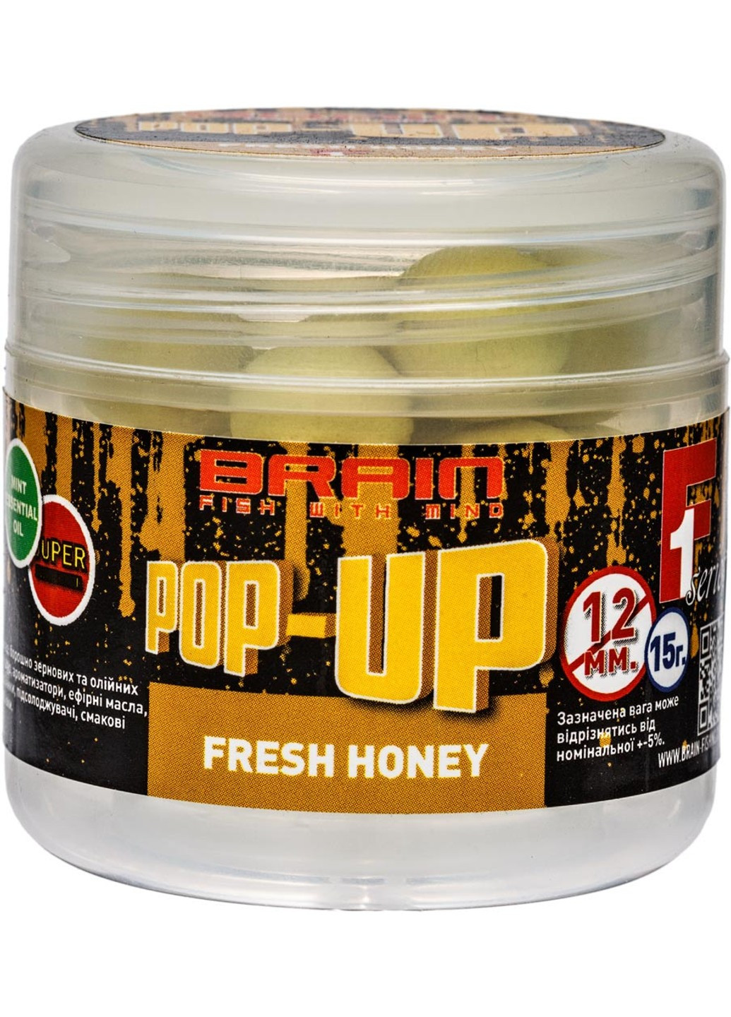 Бойли Pop-Up F1 Fresh Honey (мед з м'ятою) 14mm 15g Brain (252648440)