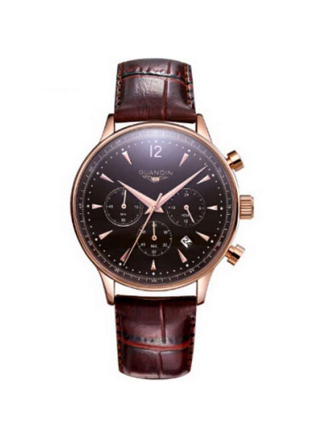 Мужские часы Gold-Black-Brown GQ001 CL Guanqin (233385881)