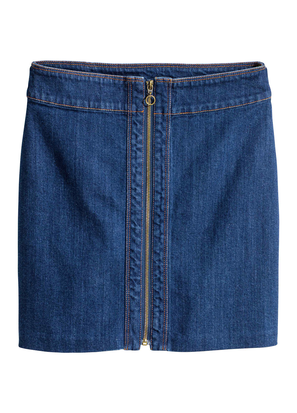 Темно-синяя джинсовая юбка H&M а-силуэта (трапеция)