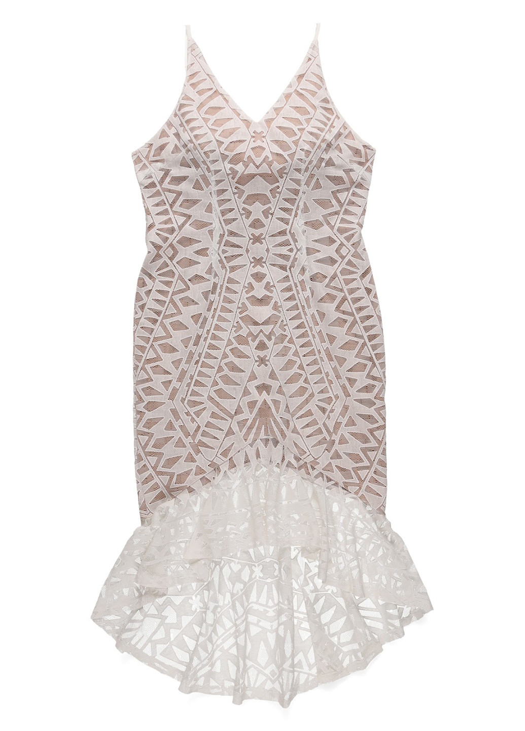 Белое кэжуал платье годе Love Triangle с абстрактным узором